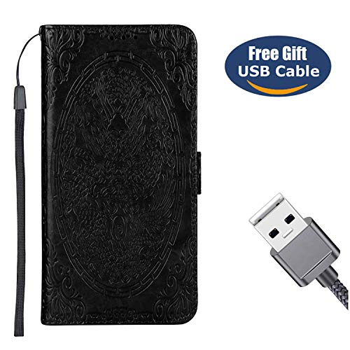 Preisvergleich Produktbild Aireratze Moto G6 Plus Handyhülle, Moto G6 Plus Hülle TPU Innen Kratzfestes Schmutzunempfindliches Schutz Handy Geprägtes Totem der dunklen Farbe Hülle für Moto G6 Plus -Schwarz (USB Cable)