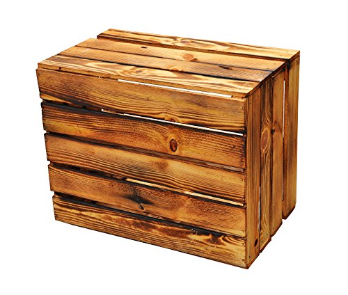 Holzkiste Obstkiste Holz Schuhregal Neu Geflammt mit Zwischenboden 50 x 40 x 30cm (2er Set) - 5