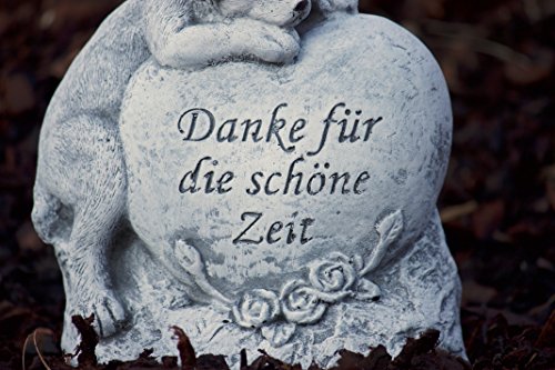 Grabschmuck Grabstein Hund „Danke für die schöne Zeit“, frost- und wetterfest, massiver Steinguss - 4