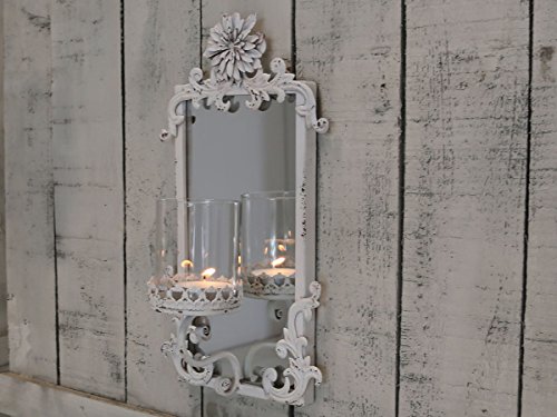 CHIC ANTIQUE ° WAND KERZENHALTER MIT SPIEGEL° KERZENLEUCHTER ° METALL° SHABBY