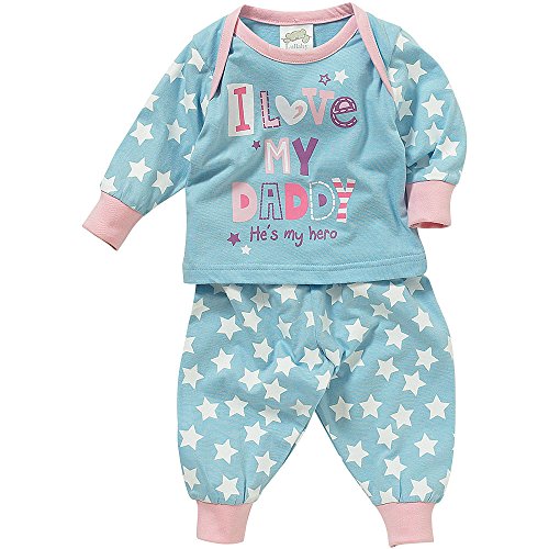 Lullaby Baby Girls I Love Mummy & Daddy Long Sleeve Pyjamas - Pale Blue - 6/9 Months