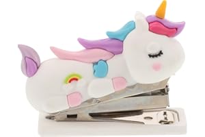 DIYEAH Agrafeuse Licorne Mini Portable Pour Bureau Et éTudes - Design Mignon En Silicone Et Acier Inoxydable Pour Enfants Et Filles