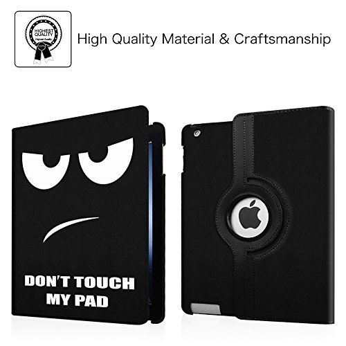 Fintie iPad 2/iPad 3/iPad 4 Hülle – 360 Grad rotierende Schutzhülle mit Standfunktion Smart Cover Case Tasche Etui mit Auto Schlaf / Wach Funktion für Apple iPad 2,iPad 3 & iPad 4th Generation mit Retina Display – Dont Touch - 2