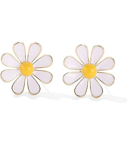 Allereya Boho Margherita Fiore Collana Girocollo Collana di Perline Fiore Bianco Margherita Collana d'oro Collare Floreale Collana Smalto Floreale Collana Catena Gioielli per Le Donne