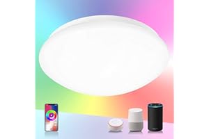 SYLSTAR Smart LED Ceiling Light 20W 1500lm, RGB+CW Color Ambiance, APP or Voice Control, Compatible with Alexa and Google Home, No Hub Required(2.4Gz WiFi + Bluetooth)