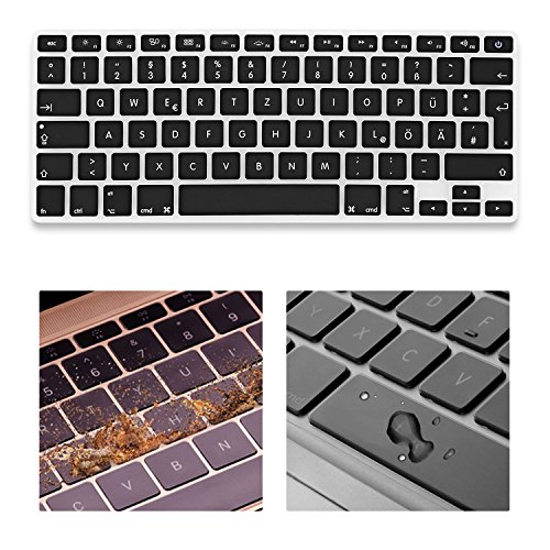 Silikon Tastaturschutz, HOOMIL Hauchdünner Tastatur Schutzfolie [Deutsches Layout] für Apple MacBook Air 13“/ Pro Retina 13“ – Schwarz - 5