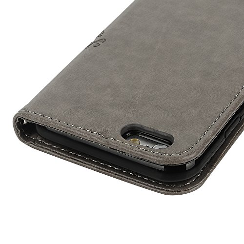 iPhone 6 Case,iPhone 6S Wallet Case, YOKIRIN [Wallet Case] Premium Soft PU Leather Notebook Wallet Embossed Flower Tree Design Case with [Kickstand] Stand Function Card Holder and ID Slot Slim Flip Protective Skin Cover for iPhone 6 ,iPhone 6S (4.7 inch), Gray