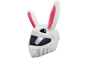 PRETTY KAURV Motorcycle Helmet Cover for Full Helmets Innovative Soft Helmet Plush Cover Dust Protection Fun Helmet Cover Personalized Universal Plush Animal Helmet Covers(White-rabbit)