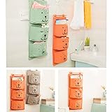 Inwagui Baumwollspitze Bad Kleinbeträge Aufbewahrungstasche Finishing 3-Taschen Gadget Pouch Organizer Wandtasche Faltbar Tasche-Grey - 3