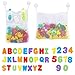 Produktbild Joyoldelf 2 Bad Spielzeug Organizer, Bad Aufbewahrungstasche Netz Badewanne Spielzeugnetz mit 36 Badespielzeug Buchstaben Zahlen für Kleinkinder,6 Ultra Starke Saughaken