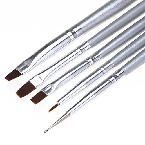 Ning 5pcs/set UV Gel Acrylic Nail Art Brush Drawing Dotting Drill Pen Builder Painting Pen Design Nail Art Tools