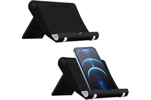 ASYKNM Ensemble de 2 Supports de Bureau pour Téléphone Pliables et Réglables, Noir, Adapté aux Smartphones.