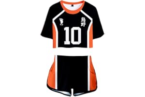 LKY STAR Anime Haikyuu Cosplay Karasuno High School Voleibol Club Camiseta Pantalones Cortos del Verano Chándal De 2 Unidades Trajes