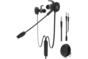 MAXIN Wired Gaming Earphone with Adjustable Mic for PS4, Xbox, Laptop Computer, Cellphone, DLAND E-sport Earbuds with Portable Bags, Soft Design, Inline Controls for Hands-freeCalling. (Black)
