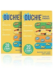 Aya Papaya Ouchie Non-Toxic Printed Bandages Combo Set Of 2 (40 Pack) - (Yellow)