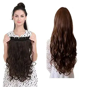 Chronex? 5 Clips Based 30Inchs Curly Hair Extension/Wig for Girls and Women (Dark Brown)