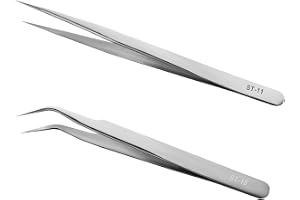 Ainiv 2 st precisionspincetter, långa raka pincetter, precision, antistatiska pincetter i rostfritt stål för elektroniska reparationer, smycken, precisionsarbete, labbarbete, skönhet och