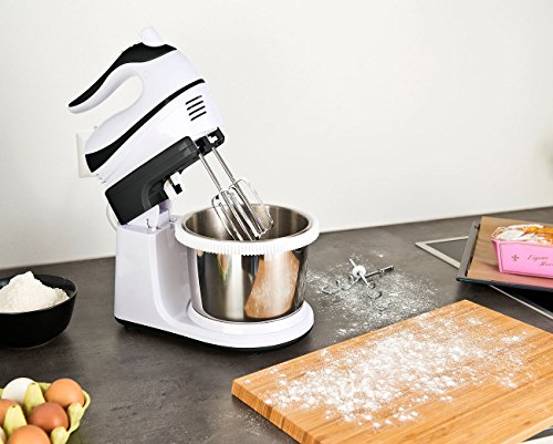 Rosenstein & Söhne Handmixer-Set: Rührständer, Edelstahl-Schüssel, 5 Stufen, Turbo, 500 W - 5