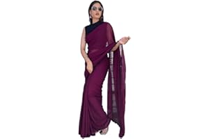 TreegoArt Fashion Damen-Saree aus Georgette mit Pom-Pom-Spitze und ungesticktem Blusenteil