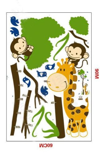 1 X XL! Affe Baum Growth Chart, Maßband Messlatte Wandtattoo Wandaufkleber Wandsticker Kinderzimmer Geschenk Bogen Gr. 60*90cm - 4