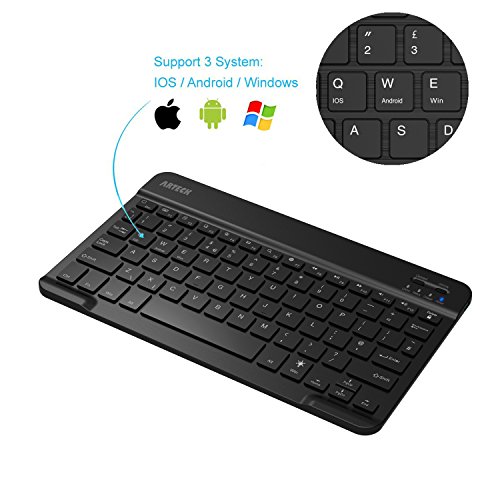 Arteck Universal Backlit 7-Colors & Adjustable Brightness Ultra Light & Slim Portable Wireless Bluetooth 3.0 Keyboard for iOS iPad Pro, iPad Air, iPad Mini, Android, MacOS, Windows Tablets PC Smartphone Built in Rechargeable 6-Month Battery