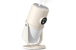 HUMILUFT New Humidifier for Bedroom, 280ml Cool Mist Humidifier with Two-port Spray, 90° Rotating Single Room Humidifiers with Night Light, Quiet Operation, Auto-Off, Timer for Baby Room Bedroom Office
