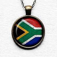 South Africa South African Flag Südafrika Südafrikanische Flagge Anhänger und Halskette