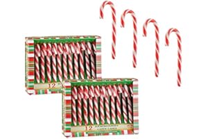 Spetebo Lot de 24 cannes à sucre d'orge comestibles avec goût fraise - Décoration de Noël - Décoration d'arbre de Noël - Pendentif Candy Canes Bonbons 300 g