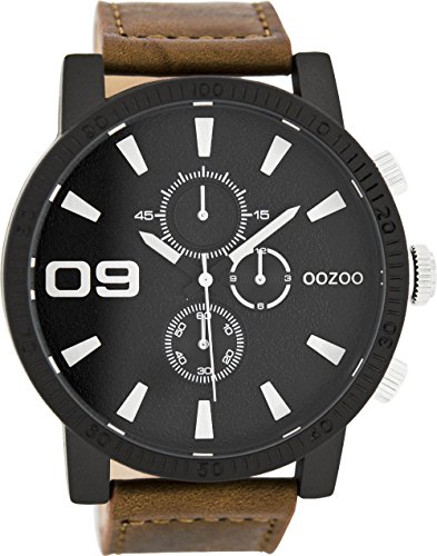 Oozoo Herrenuhr mit Lederband 51 MM Schwarz/Braun C7867 Oozoo Herrenuhr mit Lederband 51 MM Schwarz/Braun C7867