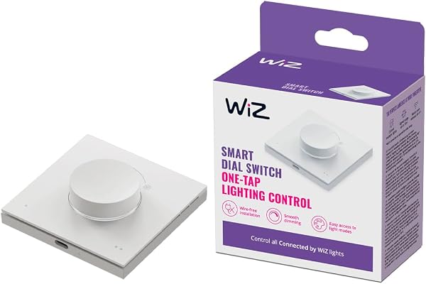 WiZ Smart Dial Switch - bärbar dimmer- och scenkontroll med ett enda tryck, USB-uppladdningsbar, ansluts till Wi-Fi för trådlös drift
