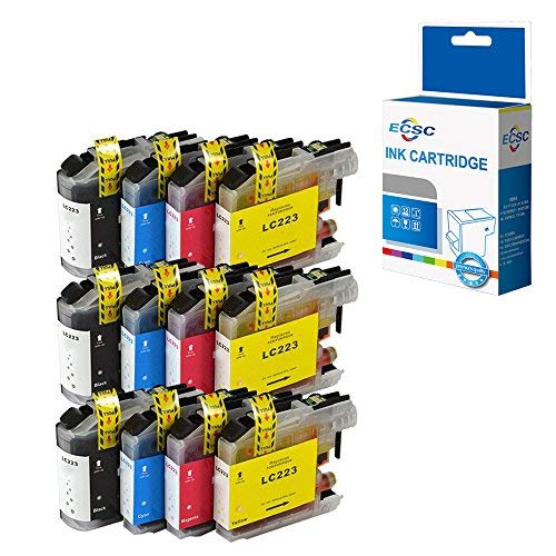 AAinks Compatible Tinta Cartucho Reemplazo Por Brother DCP-J4120DW J562DW MFC-J4420DW J4620DW J4625DW J480DW J5320DW J5620DW J5625DW J5720DW J680DW J880DW LC223 (Negro/Cyan/Magenta/Amarillo, 12-Pack)