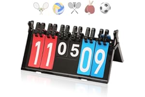 Honicemar Tableau de Bord Sportif Pliable et étanche Tableau de Bord Flip Portable à 6 Chiffres Pour Concurrence Sportives Football Basket-ball Tennis Rugby Tennis de Table Badminton et Plus Encore