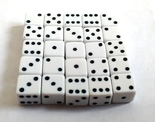 Opaque White 7mm D6 x25 Dice