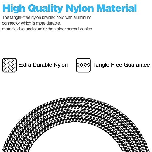  4-Pack 1 2 2 3M  C  ble iPhone TNSO iPhone C  ble Lightning vers USB de Nylon Tress   Connecteur en Aluminium pour iPhone X  8 8 Plus  7 7 Plus 6S 6S Plus  6 6 Plus iPad   Noir et blanc   