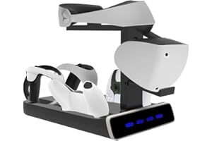 LiLiTok Vertikaler Ständer Kompatibel mit PSVR2 Dual Controller Ladestation LED Licht, für PS5 VR2 Headset Halterung und Handgriff Ladestation VR Gaming Heaset Zubehör