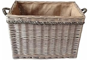 RED HAMPER Medium Rectangular Rope Handled Log Basket