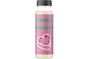 Meaty Bubbles Interactive Pet Toy Non-Toxic Vegan Friendly and Gluten Free Dog Bubbles, Ready to Use Dog Bubbles Edible with Included Bubble Wand (Birthday Cake)