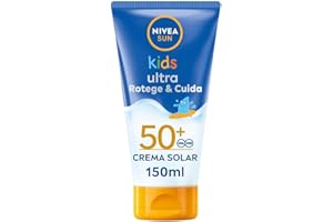 NIVEA SUN Kids Ultra Protege & Cuida FP50+ Crema solar para niños a partir de 3 años (150 ml), protector solar resistente al agua, crema hidratante con protección solar UVA & UBV