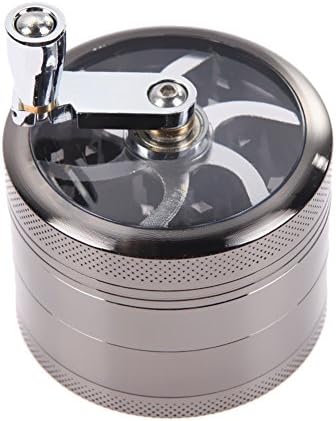 Herb Grinder, XGZ Zinc Alloy Pollen Spice Grinder Mini Crusher Grinder Mill with Sifter and Magnetic Top, 2.2 Inches (55mm) 4 Pieces Rotary System Grinder - Gray
