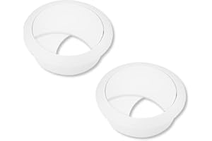 cyclingcolors 2x Passacavi Scrivania Plastica 58mm Uscita Guida Cavo Tavolo Mobili Tondo, Bianco
