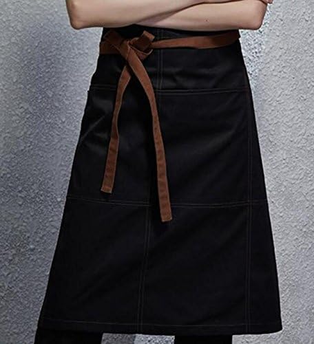 Lqchl Black Half Length Apron W/Pockets Barista Florist Cafe Chef Barten Breathable Summer Uniform Bistro Baker Salon Workwear,Coffee