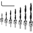 KASTWAVE Countersink Drill Bits Set- 7Pcs Counter Sink Bit for Wood High Speed Steel, Woodworking Carpentry Reamer with 1 Free Hex Key Wrench
