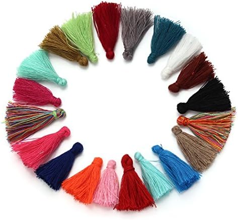 Sauvoo Beads 50pcs/lot 30mm 40mm Mixed Colours Cotton Tassels Earrings Silk Charm Pendant Satin Tassels for DIY Jewelry Making Findings Materials (30mm)