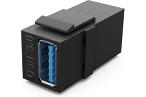 HB-DIGITAL Keystone Modul mit USB-3.0 Buchse | Multimedia-Keystone für Patchpanel Netzwerkdose Keystone-Halterung Verbinder Adapter Kupplung Plug-&-Play schwarz