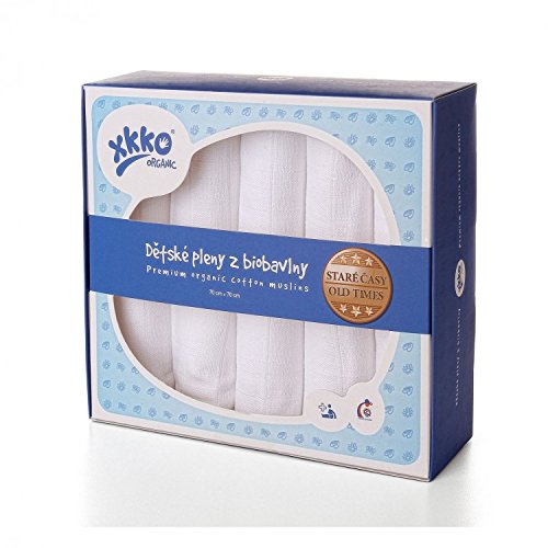 Preisvergleich Produktbild XKKO Bio - Mullwindel / Spucktuch "Alte Zeiten", weiss, 5 Stück