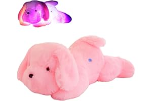 IKASUS Cuscino a Cuccioli di peluche a LED, carino e luminoso a forma di Cuccioli di peluche, in peluche, per ragazzi e ragazze, per bambini, per Natale, feste, senza musica