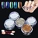 Ukiyo 5pcs Chameleon Colour-changing Mirror Chrome Powder Pigment Nail Glitter Effect Shine 1g/Box 5 Colours with Sponge Stick