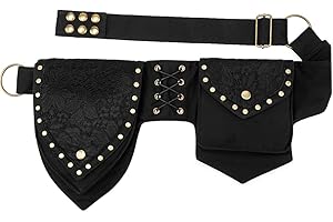 Larswon Renaissance - Bolsa de pierna para mujer, cinturón renacentista, para festivales y muslos, Estilo 3- Negro, M, Bolsa renacentista