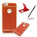 Produktbild iPhone 7 Plus 5.5 Zoll Ultra Dünn Thin Kratzfest Hülle,iPhone 7 Plus 5.5 Zoll Leicht Leder Zurück Schale Case,Herzzer Luxus Gergeous Stoßfest [Gold Galvanisieren] Überzug TPU Rahmen Bumper Flexibel HandyHülle Schutzhülle Cover für iPhone 7 Plus 5.5 Zoll + 1 x Frei Rot Handy Halterung Ständer + 1 x Frei Weinrot Stift Stylus - Orange