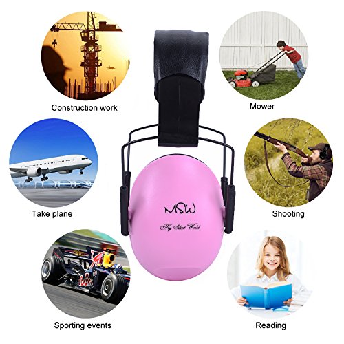 Ear Muffs Headband Sicherheit Ohrenschützer NRR 22 dB Gehörschutz, Faltende-gepolsterter Kopfbügel Kapselgehörschützer mit Weichschaum für Erwachsene und Kinder(Rosa) - 5